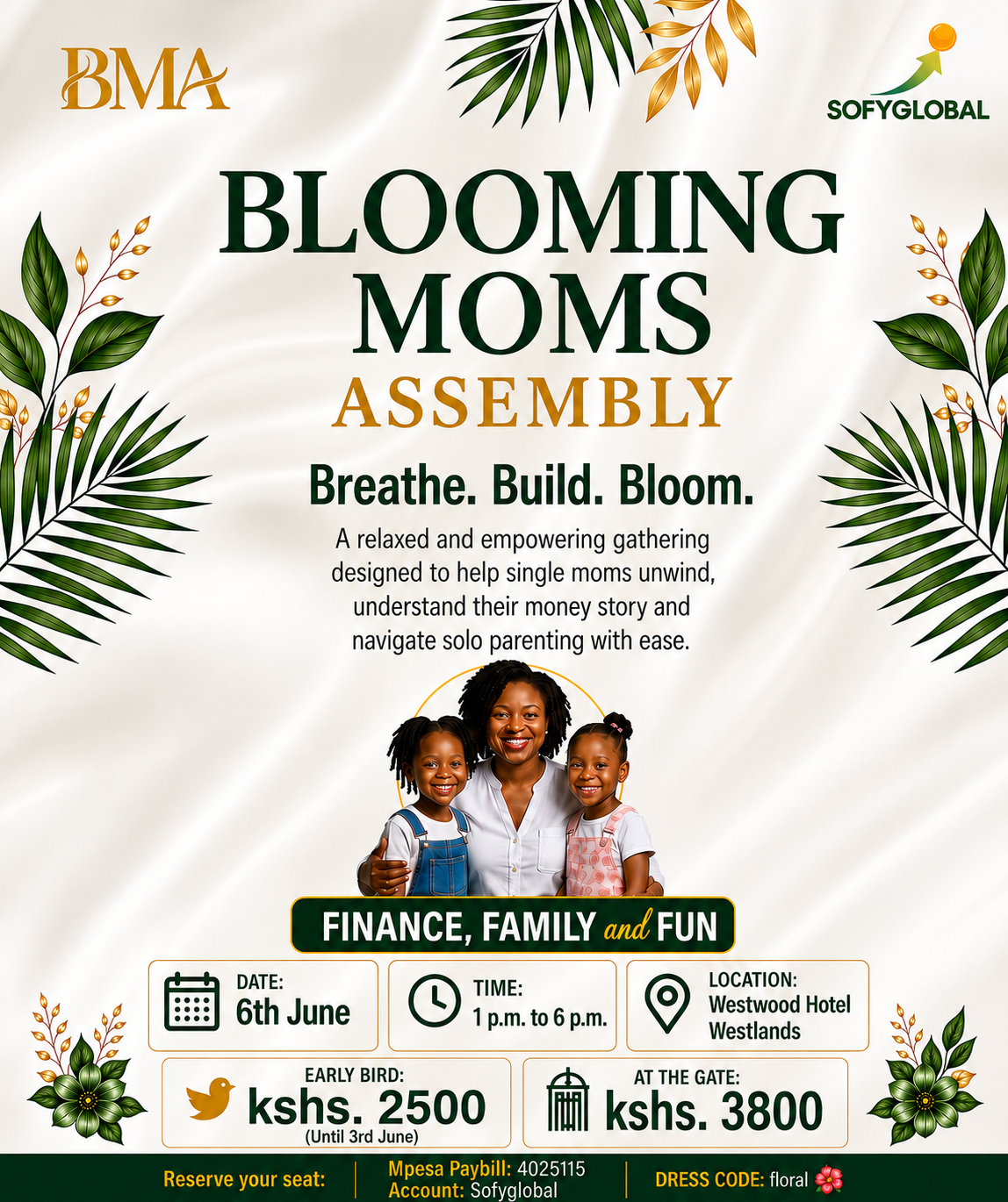 Blooming Moms Assembly event poster