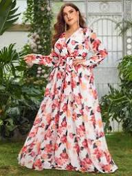 Flowing coral floral maxi dress